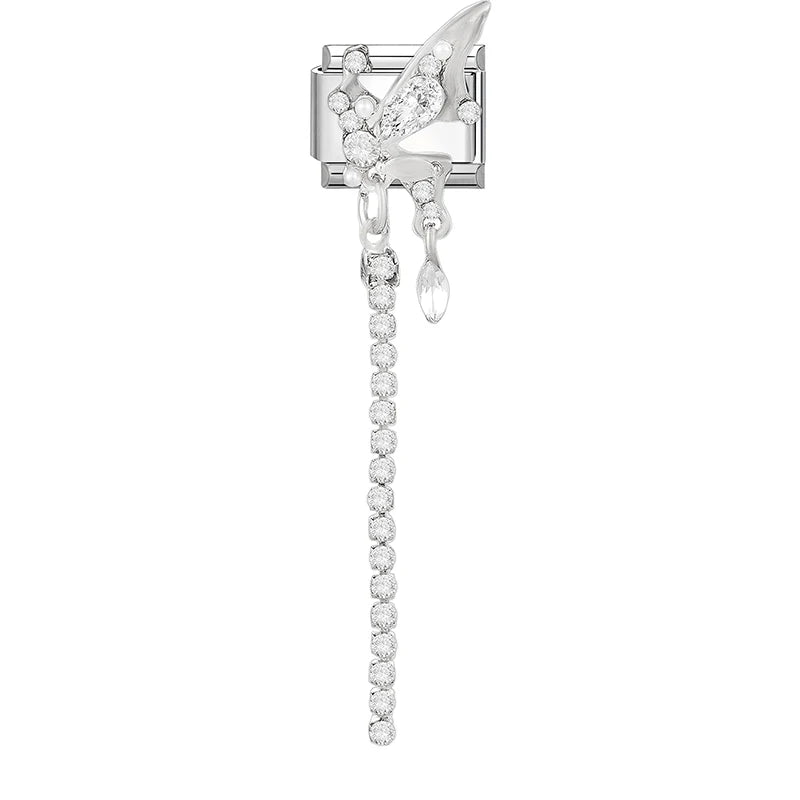 2026 Love Heart Bird Lock Butterfly Bows Long Chain Italian Charm Fit