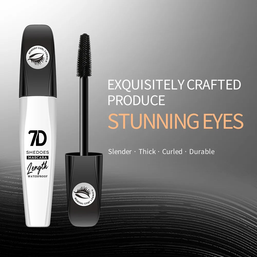 1 2 7D Waterproof Mascara Long Lasting Smudge-proof Non-flaking Qme