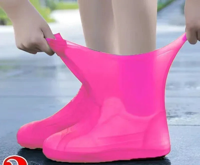 1 Pair Latex Waterproof Shoe Covers Lip-resistant Rubber Rain Boot Qme pink