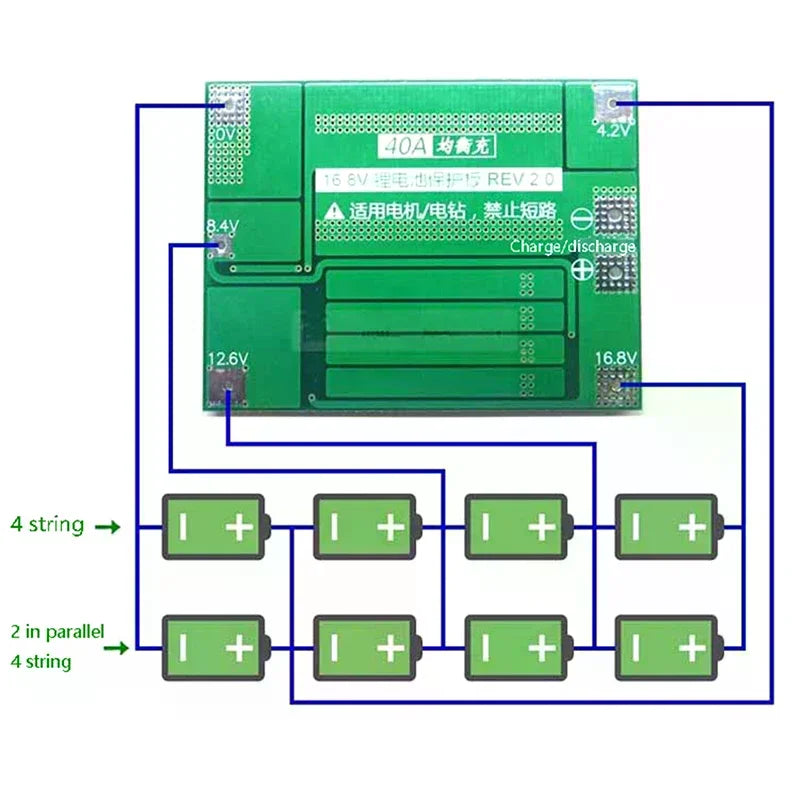3S 4S 40A 60A Li-ion Lithium Battery Charger Protection Board 18650 Qme