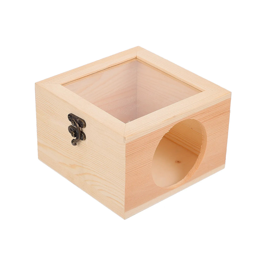 Wooden Hamster House Premium Natural Wood Strong Tear Resistant Small Pet Sleep Nest Hideout Shelter for Hamster Hedgehog Gerbil Qme