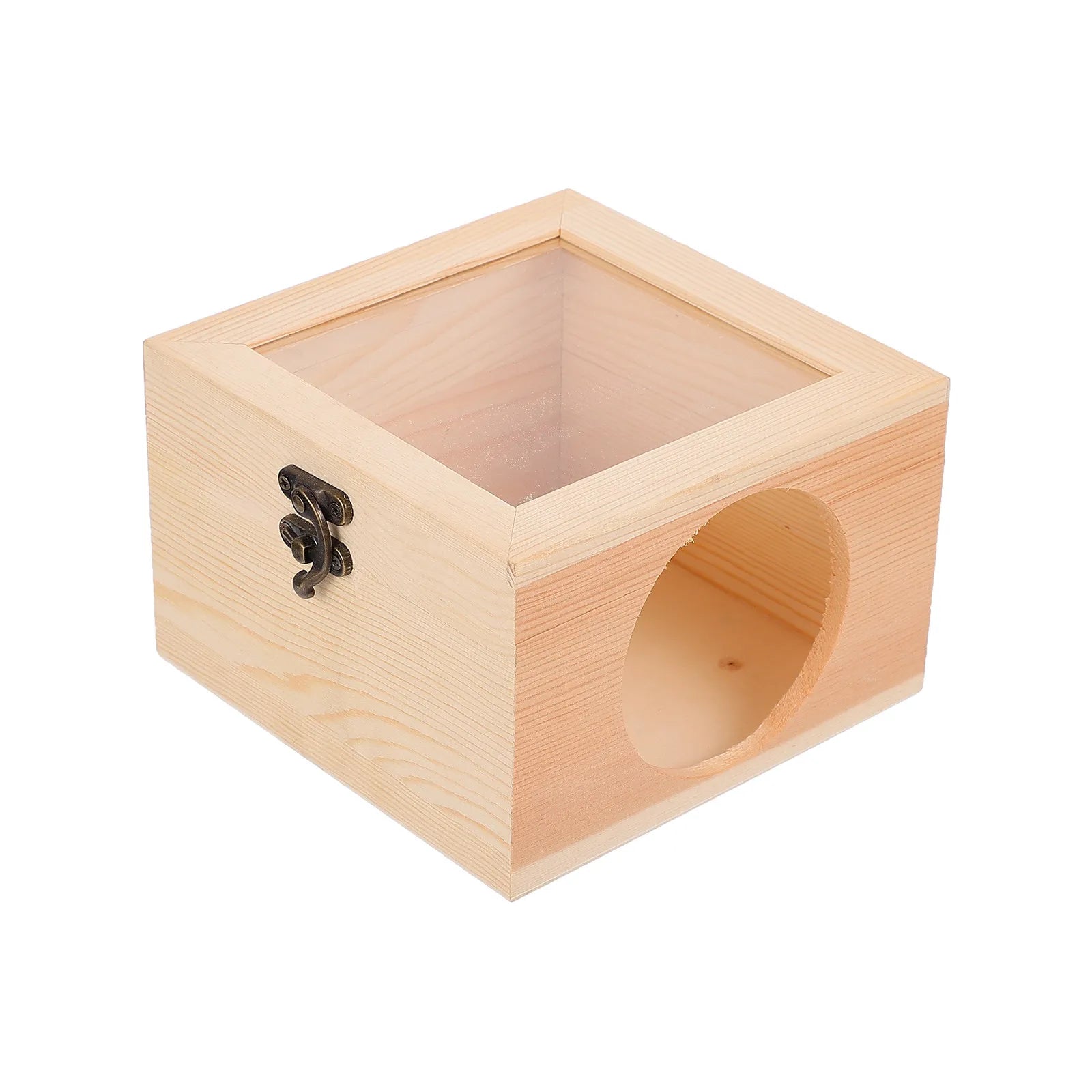Wooden Hamster House Premium Natural Wood Strong Tear Resistant Small Pet Sleep Nest Hideout Shelter for Hamster Hedgehog Gerbil Qme