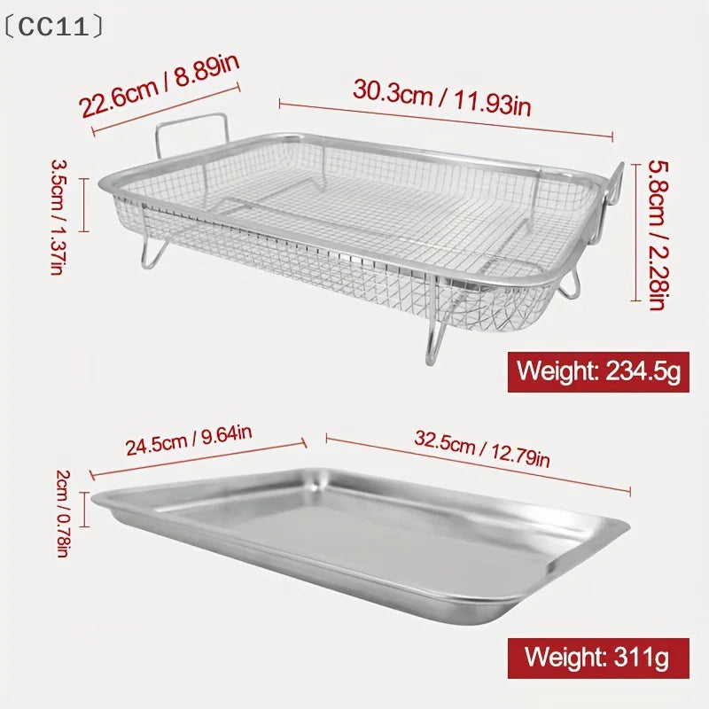 CC11Baking Tray Oil Frying Baking Pan Stainless Steel Non-stick Chips Qme