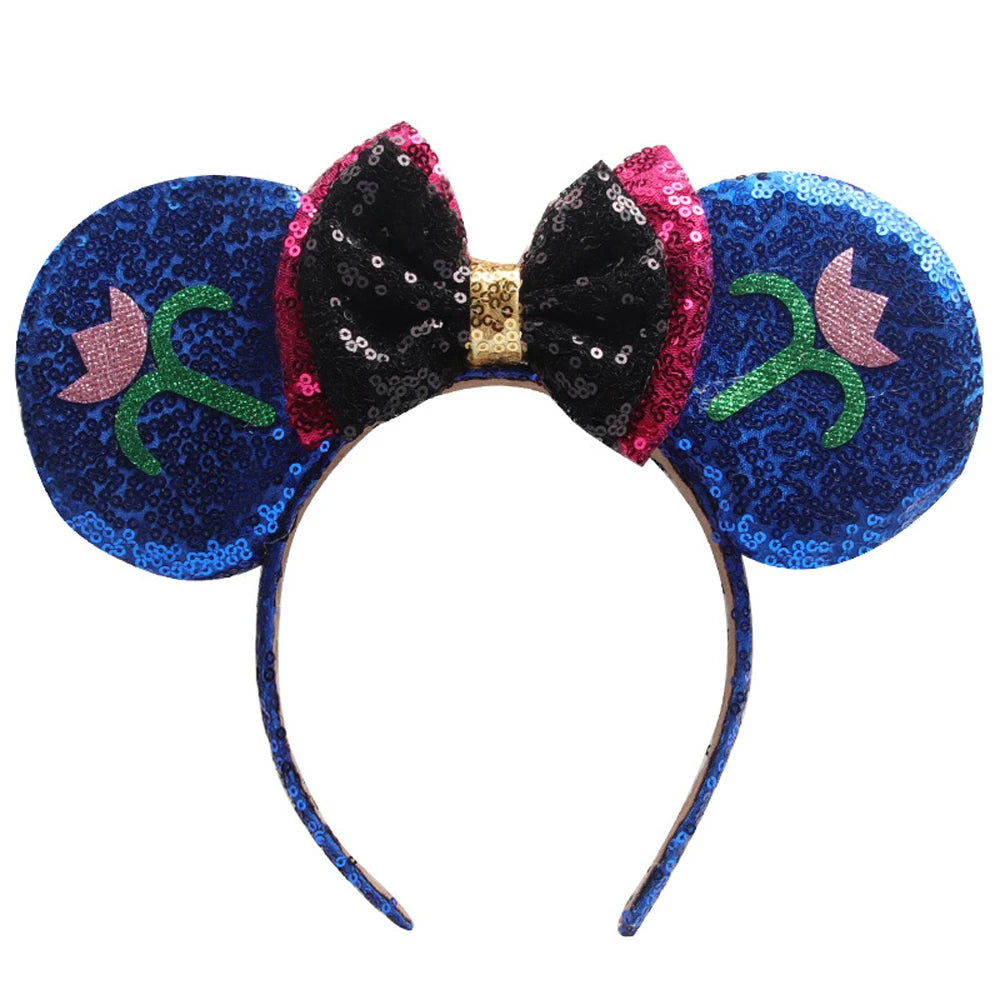 Frozen Mouse Ears Headband For Women 5''Polka Sequin Bow Hairband Halloween Christmas Festival Party Travel DIY Hair Accessory Qme Headband 2