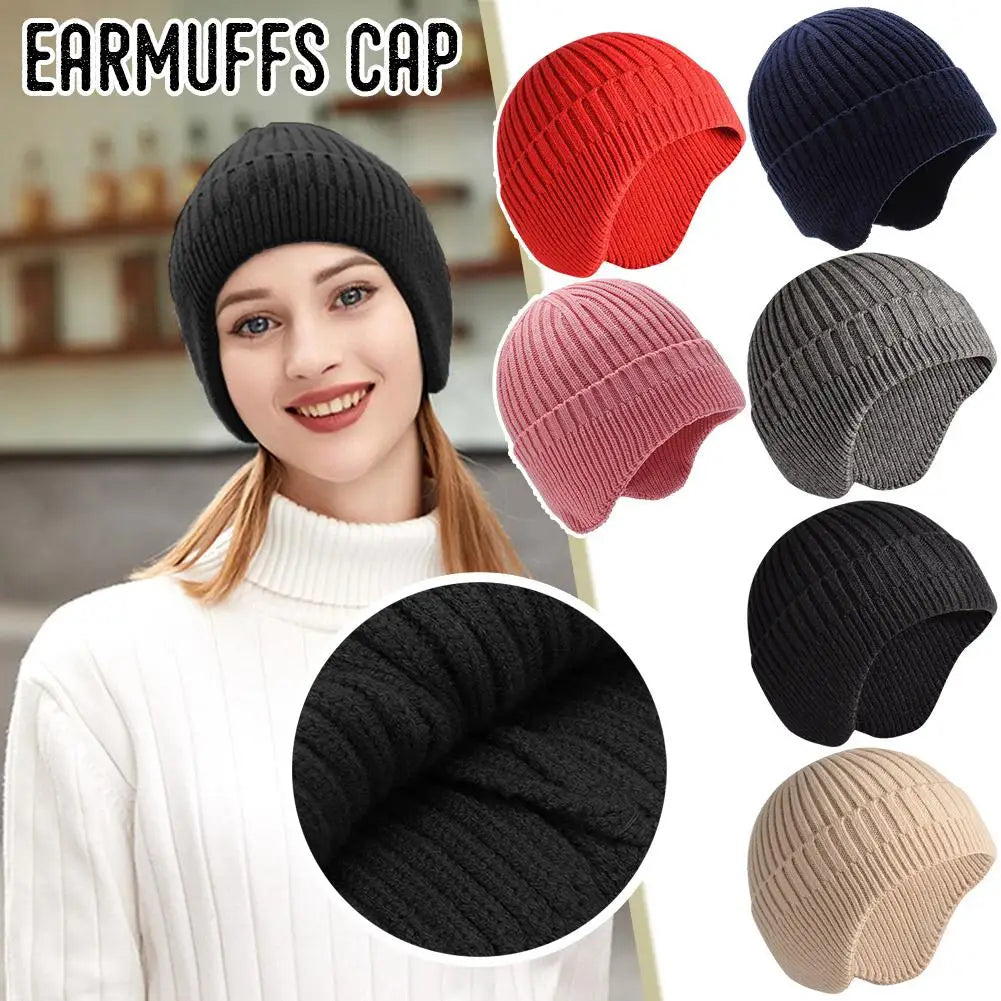 Hot Sale Ear Protection Winter Hats Stylish Soft Beanie Hat For Men Women Classic Knit Earflap Hat Warm Cap With Ears Qme