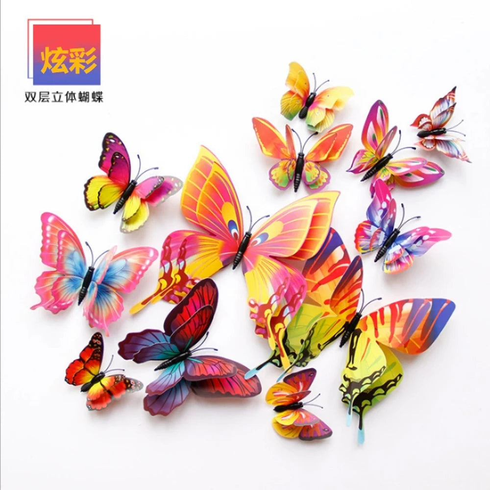 3D Butterfly Wall Stickers Decor Butterflies for Wedding Decoration Magnet Fridge Decals Decoration Sticker Pvc Color Sticker Qme Colorful