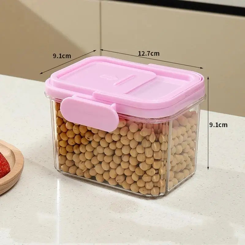 Airtight Plastic Food Storage Containers Handle Lids Leakproof Qme Pink