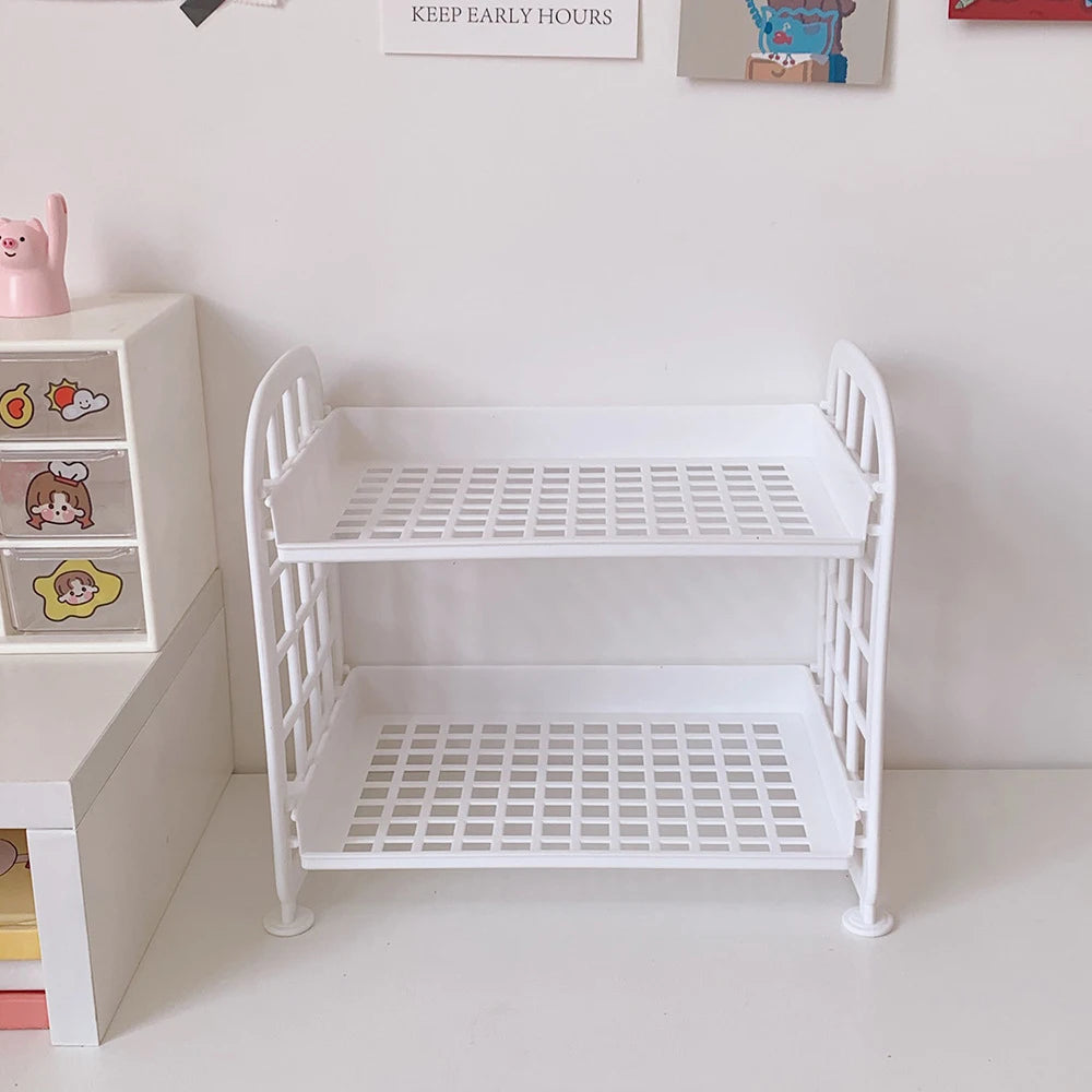 High Appearance Horizontal Desktop Storage Shelf Simple Multi-storey Dormitory Storage Shelf Computer Office Available Qme White