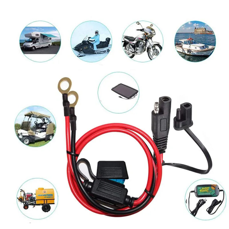 O-type Terminal to SAE Plug Line Automotive DIY Cable Connector 10AWG about 68cm Battery SAE DIY Cable Professional DC Power Qme