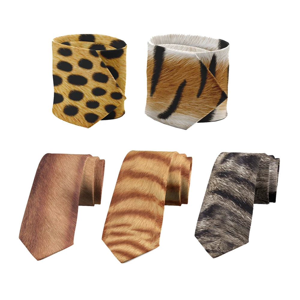 Fashionable Animal Cat Tiger Skin Tone Printed Tie Casual Business Qme