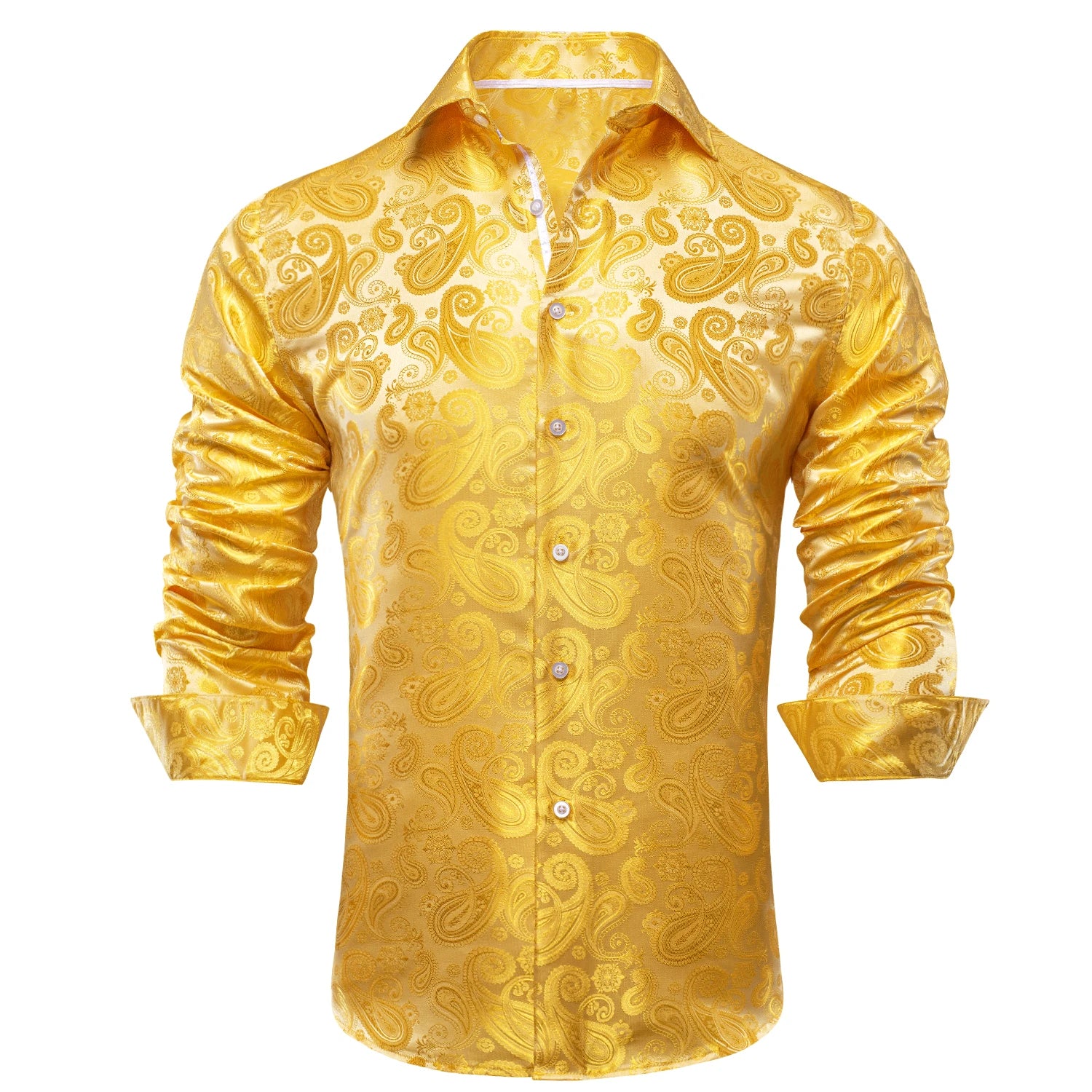 Hi-Tie Jacquard Paisley Light Blue Mens Shirt Long Sleeve Lapel Shirt Blouse Outerwear Wedding Office Breathable Quality Qme
