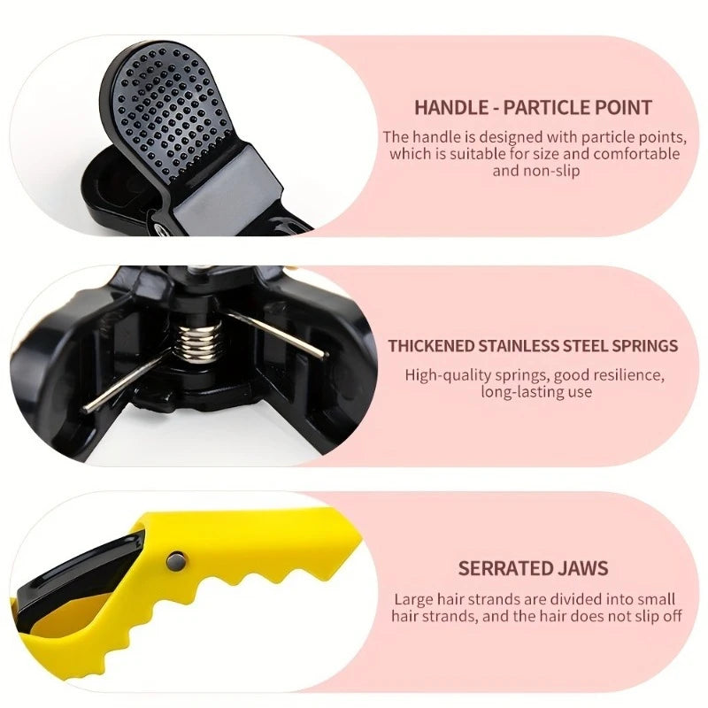 Professional Alligator Hair Clips Salon Hair Sectioning Clamps Non-slip Teeth Design Plastic Barber Hairdressing Styling Clips Qme