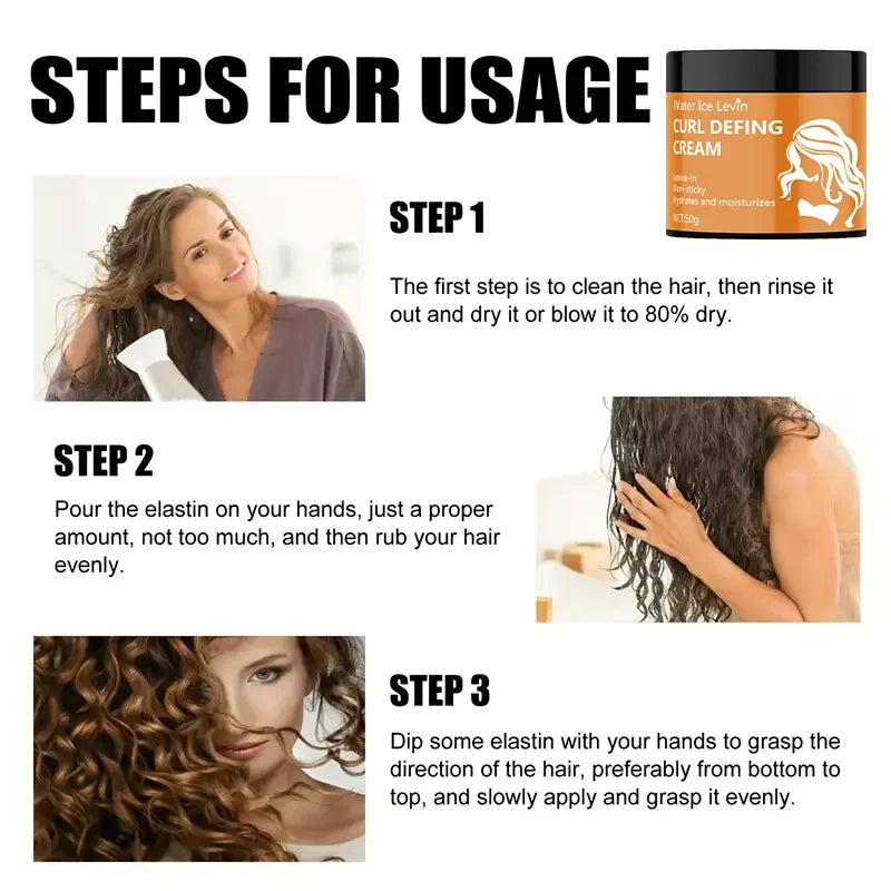 50g Black Castor Oil Curl Styling Cream - Moisturizing Hair Styling Cream Suitable for Normal Hair, Men and Women, with an Easy-To-Use and Portable Plant-Based Formula Qme