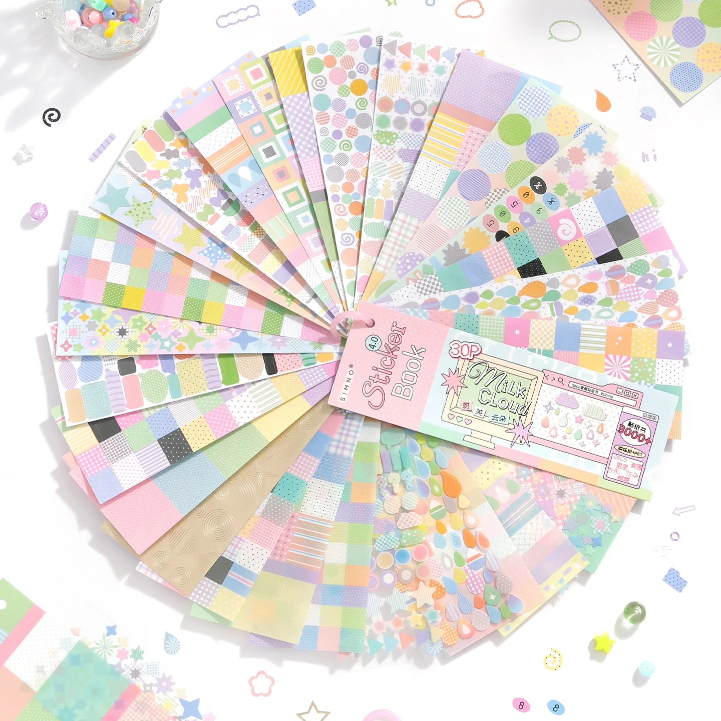 30/60 Pcs Color Card Die Cut Stickers Book Japanese Stationery Fundamentals 4.0 Series Handmade Decorative Scrapbooking Supplies Qme