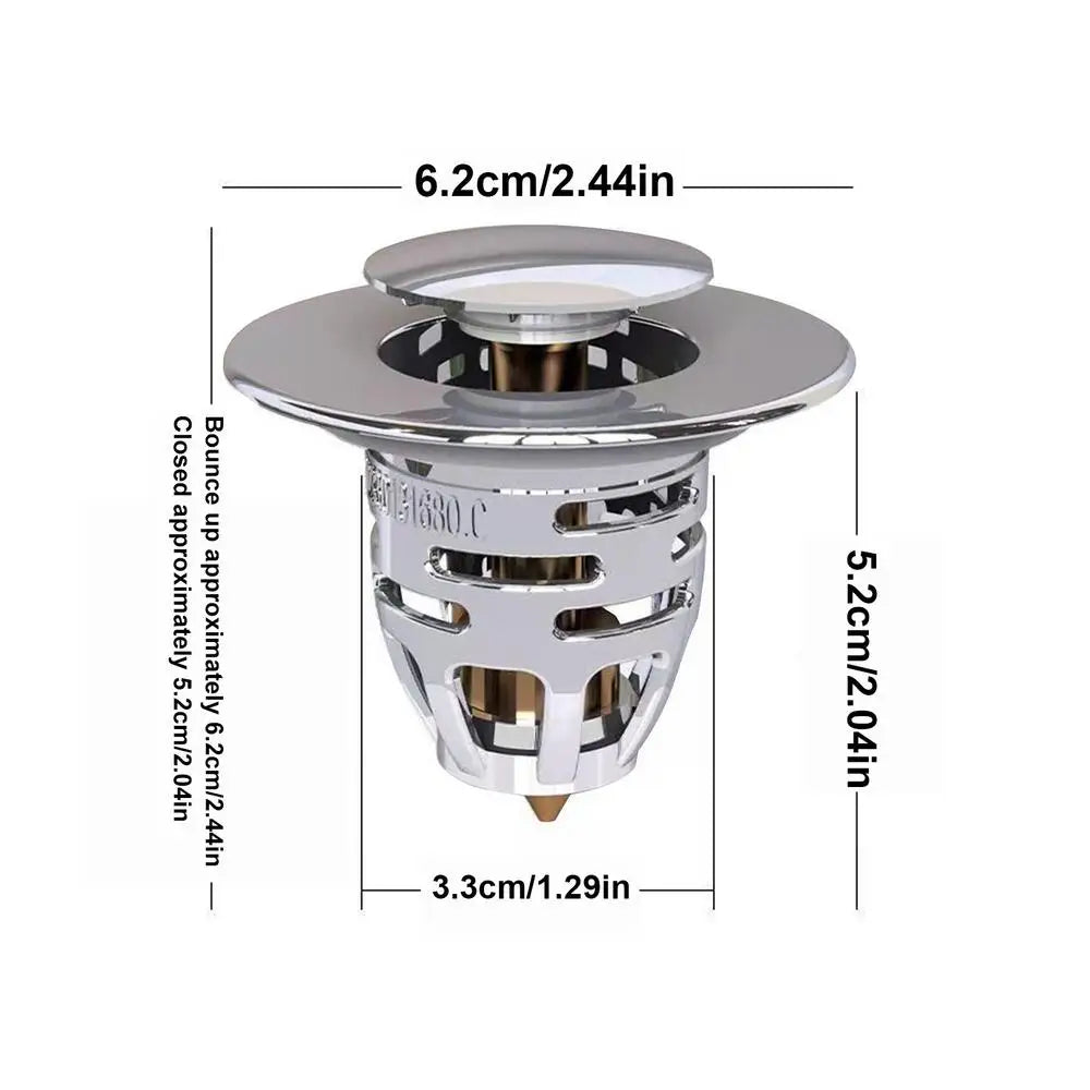 Bathroom Sink Stopper Sink Strainer Pop-Up Bathroom Sink Stopper Basin Sink Strainer Kitchen Drain Stoppers Filter Pop-Up Qme White