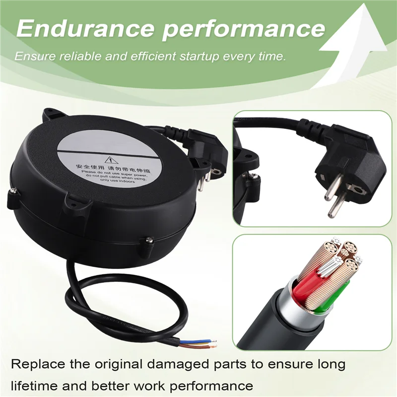 A02F-Small Automatic Retractable Wire Winding Device Retractable Storage Reel Automatic Winding Reel EU Plug Qme