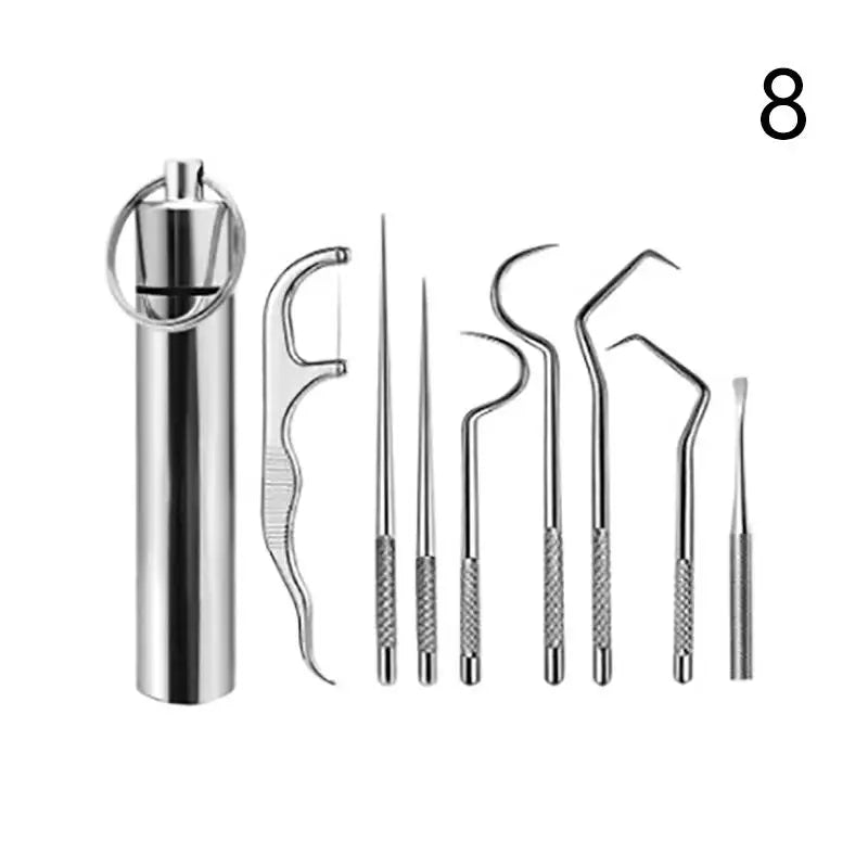 Metal Toothpicks Tooth Cleaningtool Storage Tube Stainless Steel Qme 8