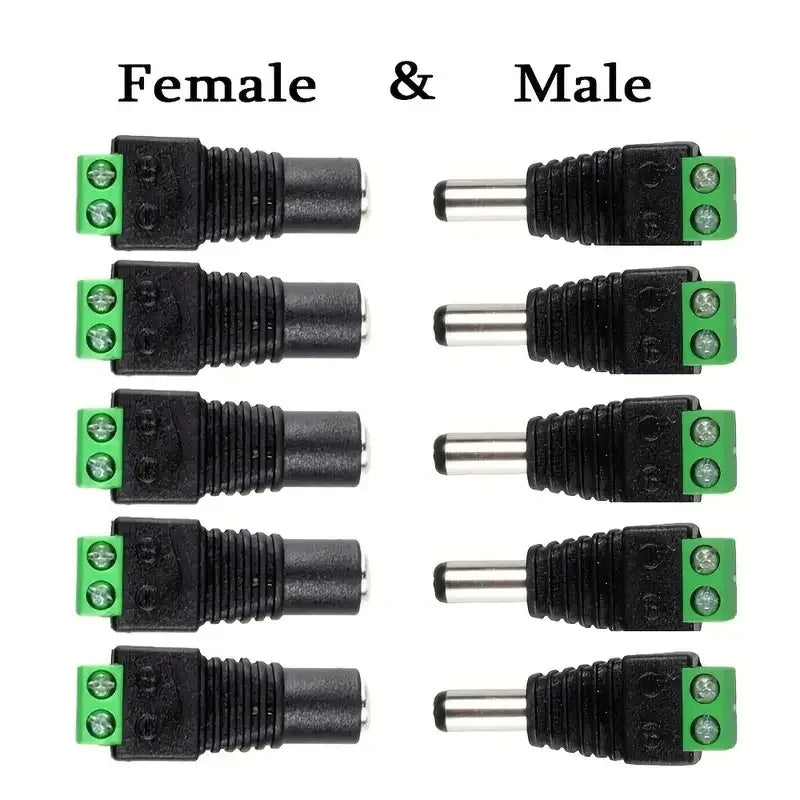 50PCS DC 5.5*2.1mm Female to Green Terminal Power Adapter No Soldering DC Connector for CCTV Camera Qme