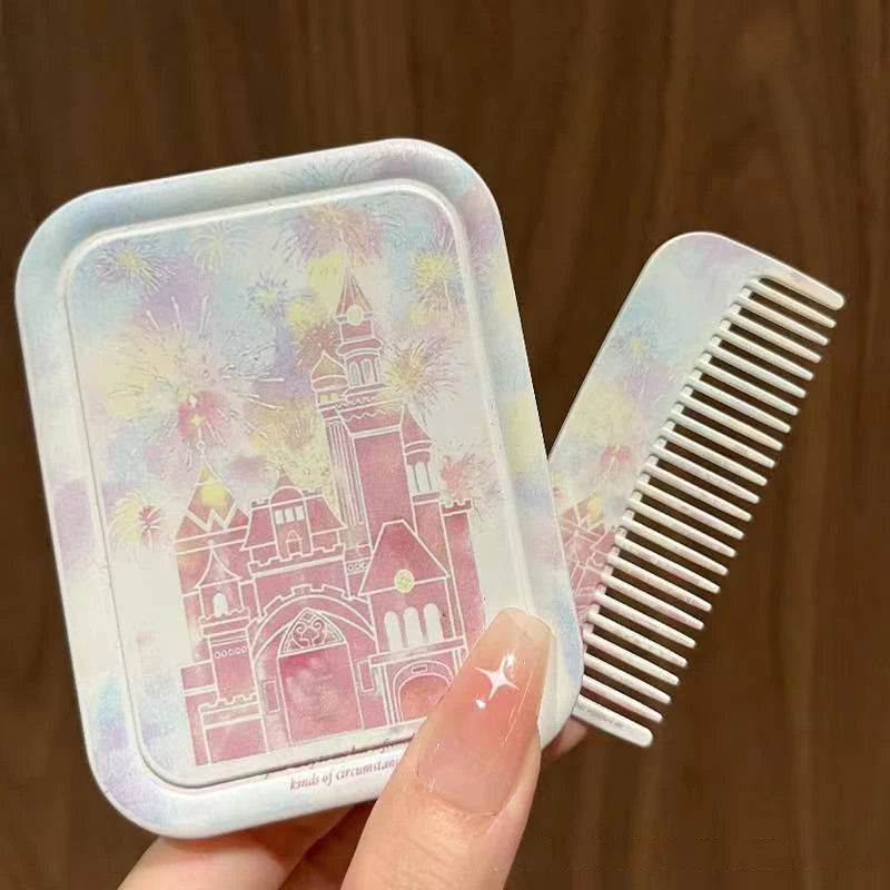 Fireworks Castle Flip-top Folding Mirror Portable Rectangle Cosmetic Qme
