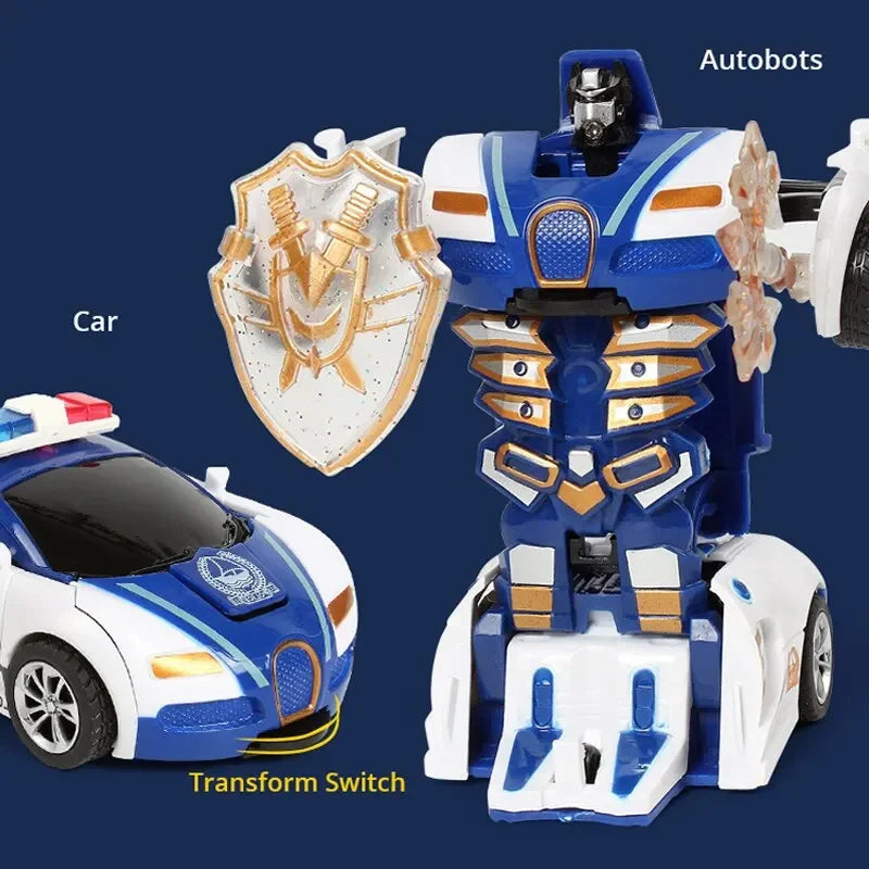 2 in 1 One-key Collision Deformation Car Toys Automatic Transformation Robot Plastic Vehicles Boys Toy Model Car Kids Baby Gift Qme