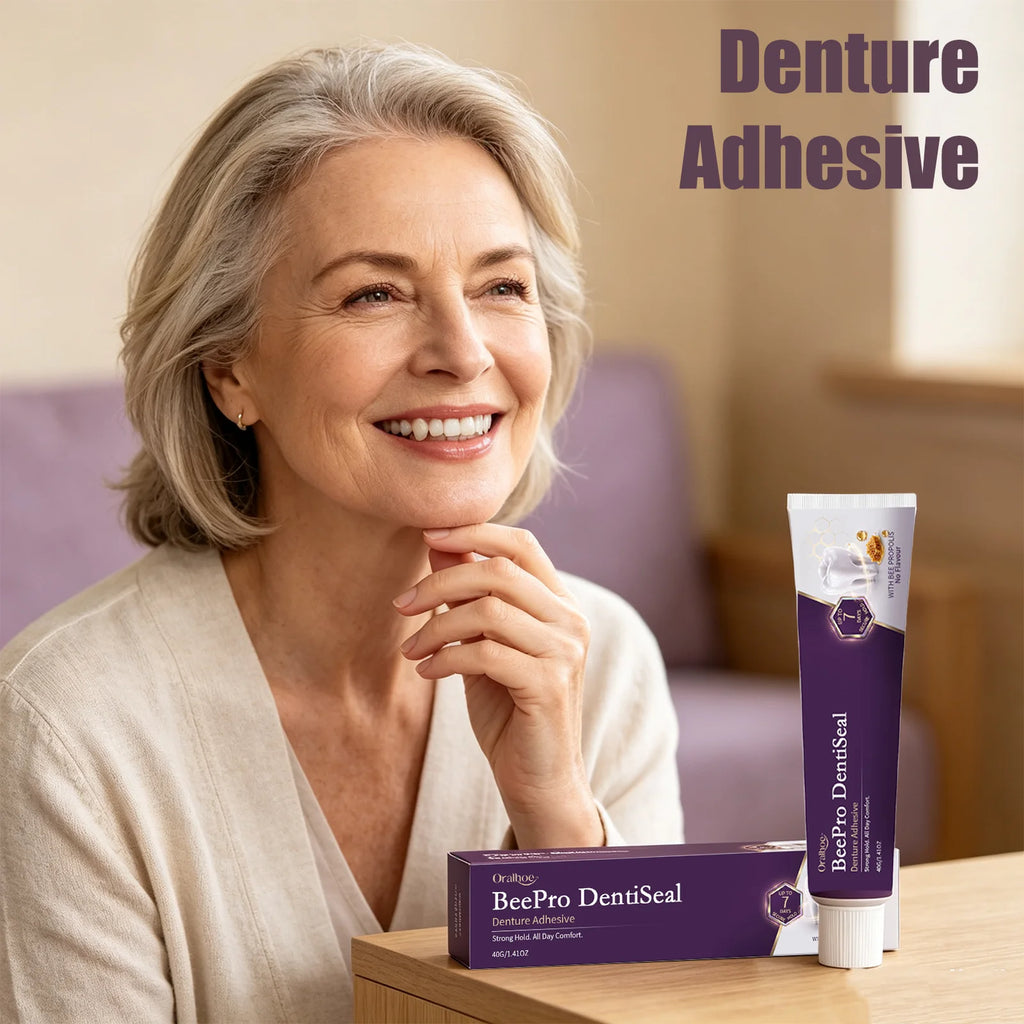 Oralhoe Beepro Dentiseal Denture Adhesive Long-Lasting Hold Gap Filling Smooth Flavor Free Gentle Gum Care Dentures Fixing Cream Qme