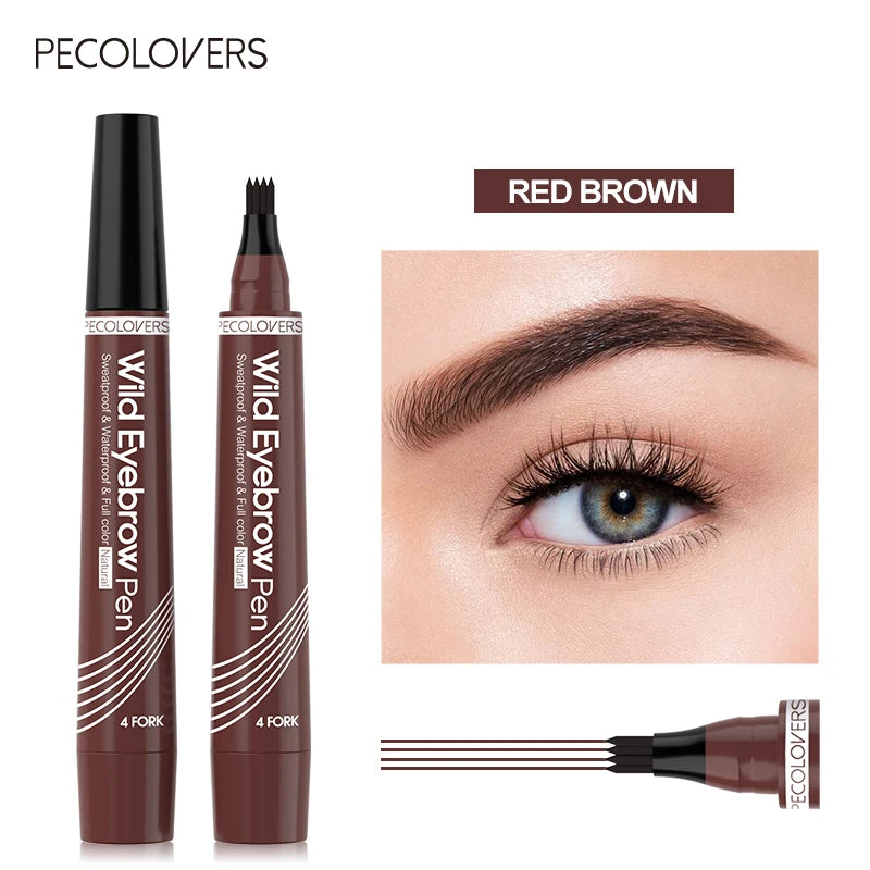 4 Fork Waterproof Eyebrow Pencil Women 3D Long Lasting Natural Liquid Qme 03