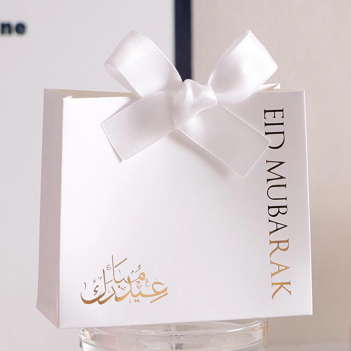 10Luxury Eid Small Gift Boxes, Printed With“Eid Mubarak” Black and White Design, Set of 10 Size: 10.5 * 10 * Qme White-10.Pcs Other Other