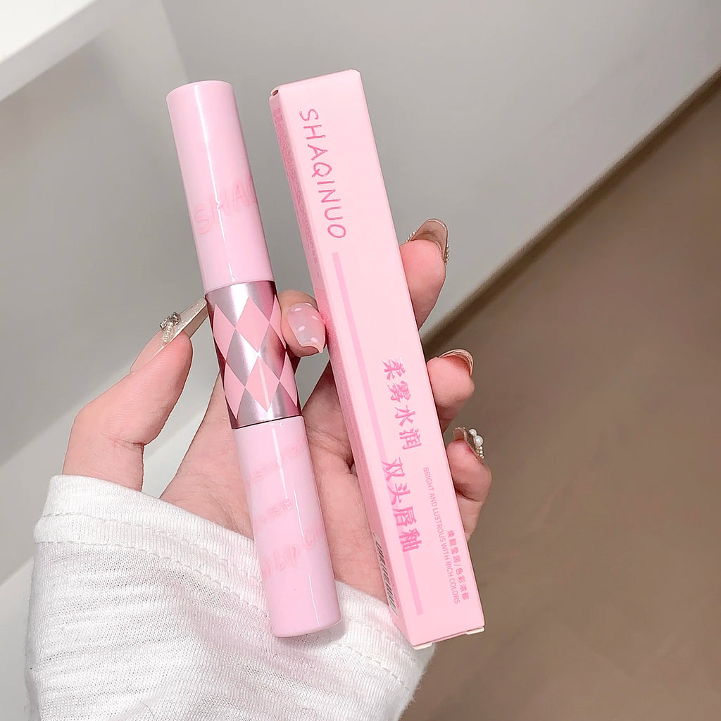 SHAQINUO Double End Lip Glaze Full Gloss Mirror Matte Velvet Long Qme