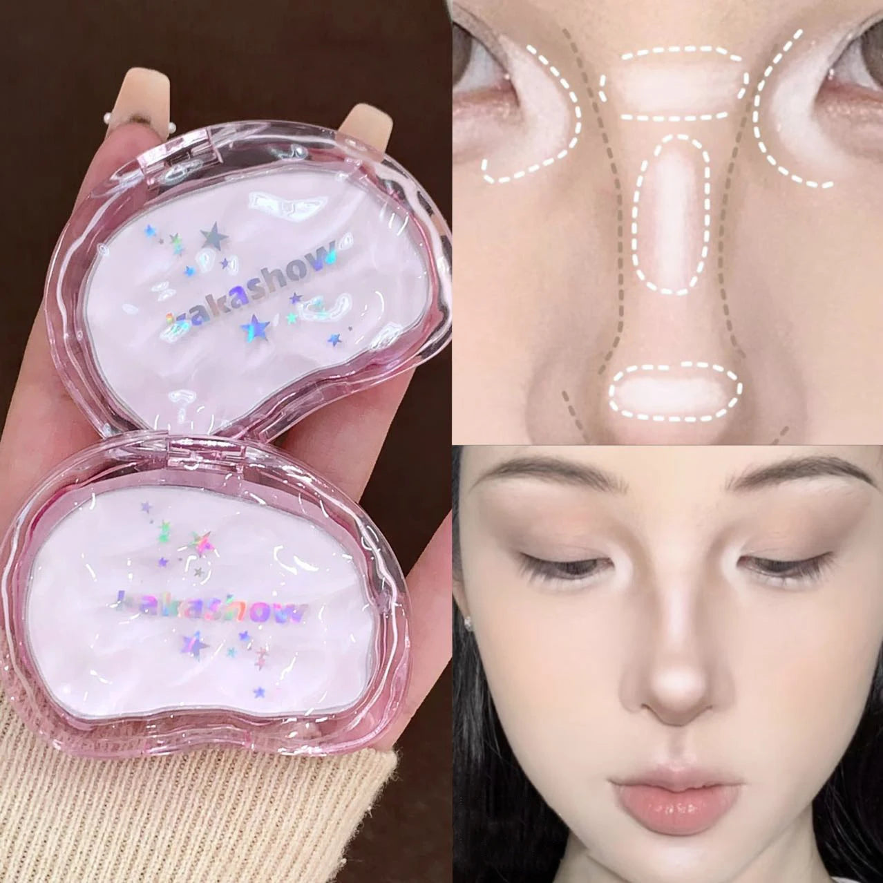 Monochrome Highlight Contour Palette Matte White Highlighter Nose Shadow Face Contouring Bronzer Brighten Gloss Powder Makeup Qme
