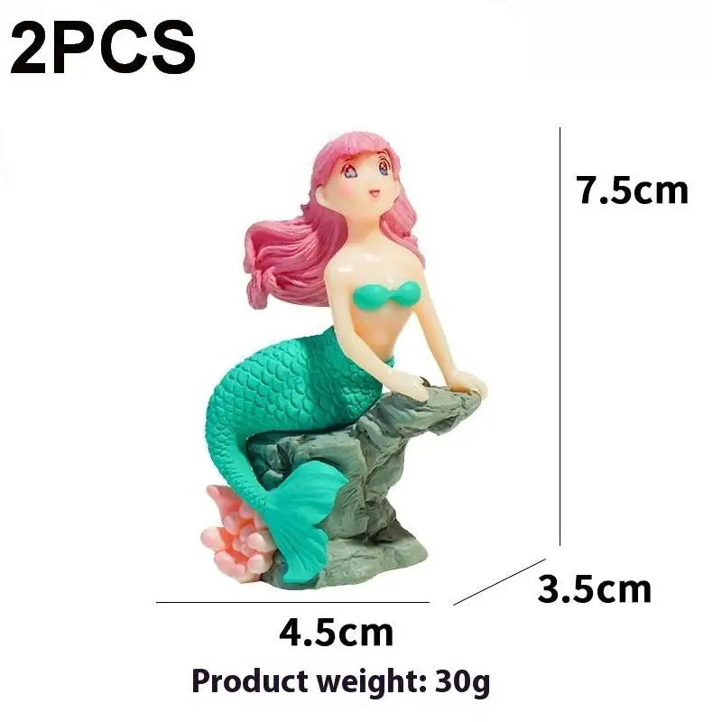 2PCS Aquarium Suspension Figurine Ornament Beautiful Fish Tank Desk Decoration Crafts For Aquarium Landscaping Qme Pink