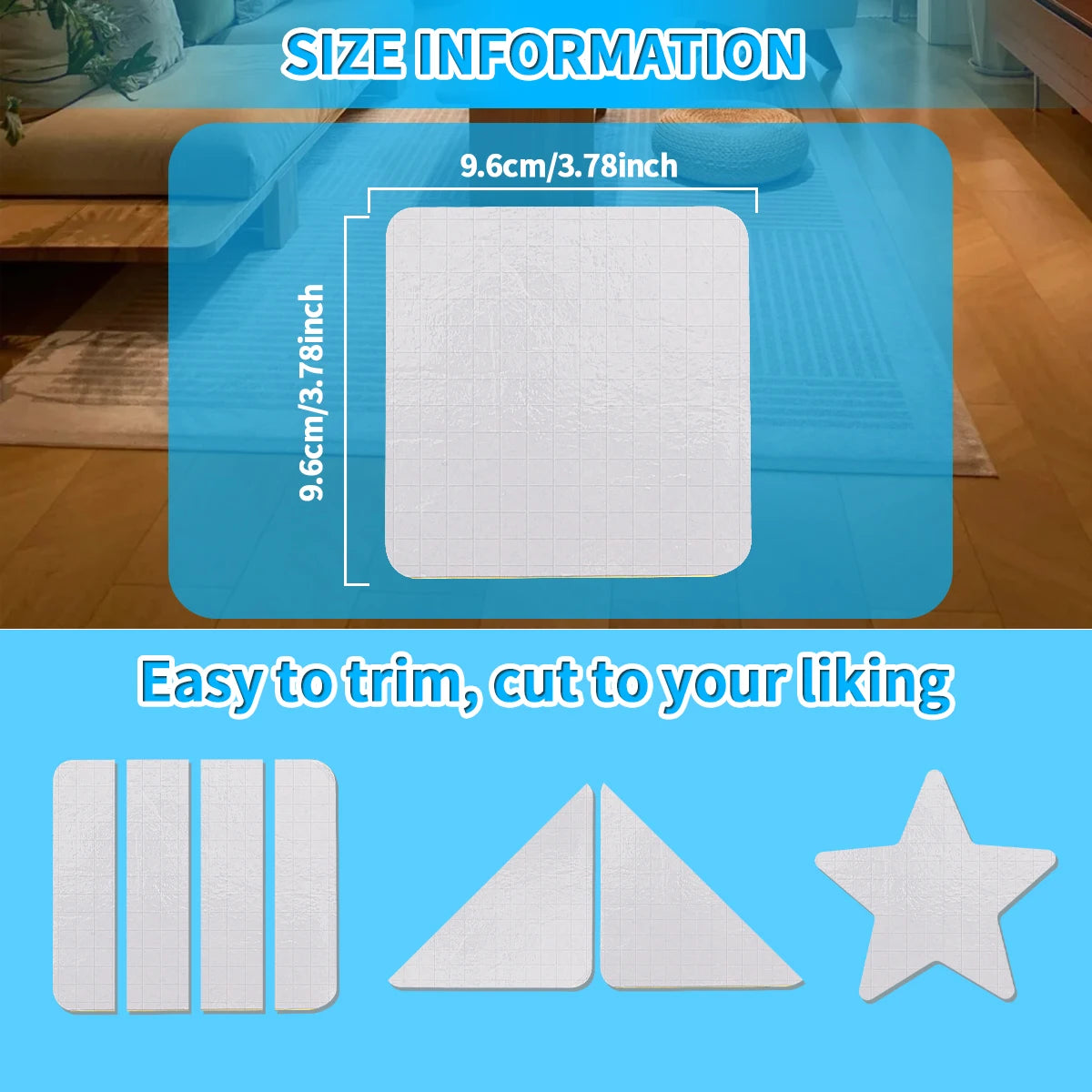 4/8Pcs Non-Slip Rug Gripper Tape Washable Carpet Pad for Hardwood Floors Reusable Fixed Sticker for Bathroom Qme
