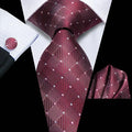 Complete Men's Tie Accessories Bundle: Classic Tie, Pocket Handkerchief, Cufflinks, Premium 3-in-1 Set for Office & Parties Qme DPTH-HT-LDSN0181