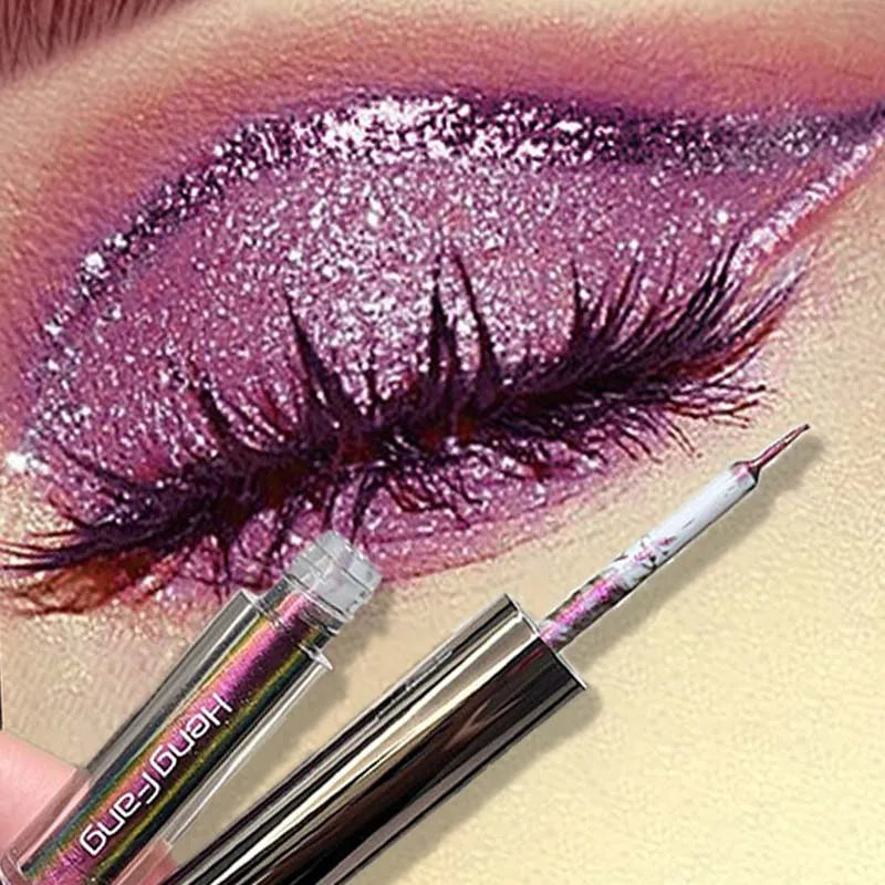 Flash Liquid Eyeliner Durable Shiny Waterproof Colored Liquid Eyeliner Eyeshadow Metallic Pearlescent Chameleon Eyeliner Makeup Qme