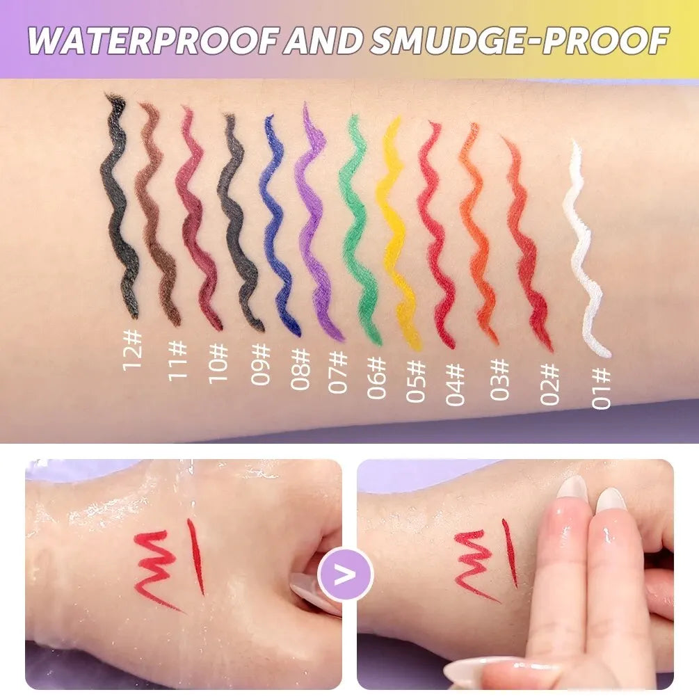 QIBEST Eyeliner Liquid Waterproof Matte Liquid Eyeliner Pen Long Lasting Green Yellow Purple Blue White Eye Liner Pens Cosmetics Qme