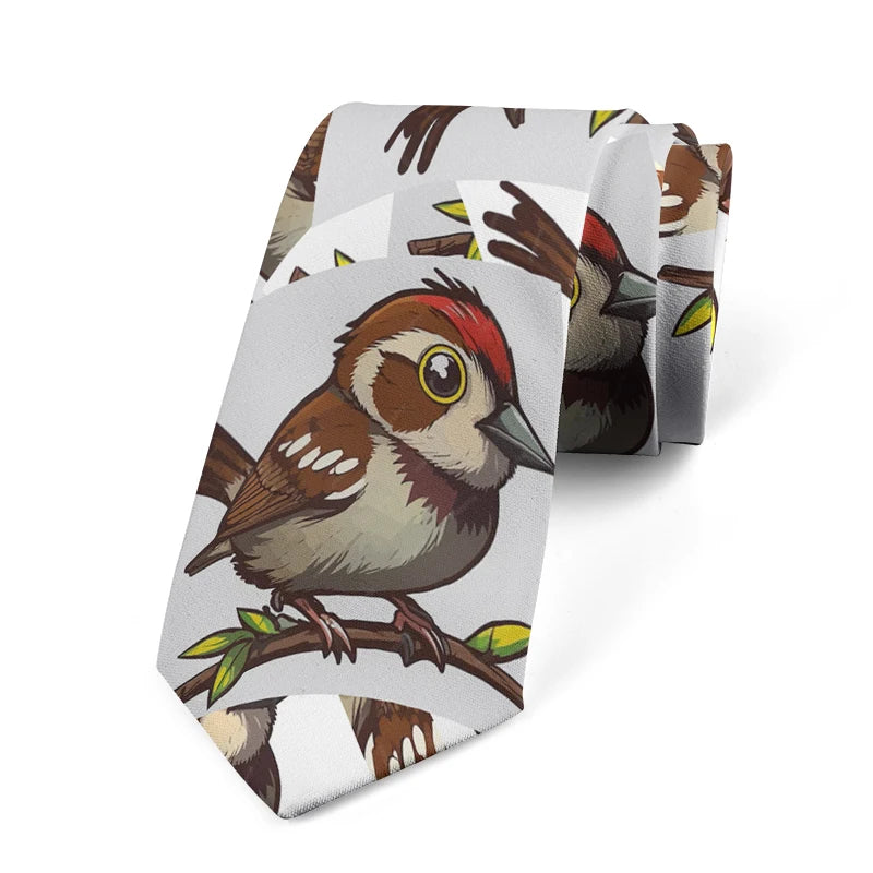 Funny Sparrow Print Tie Men Women Wide Casual Daily Business Shirt Qme style5