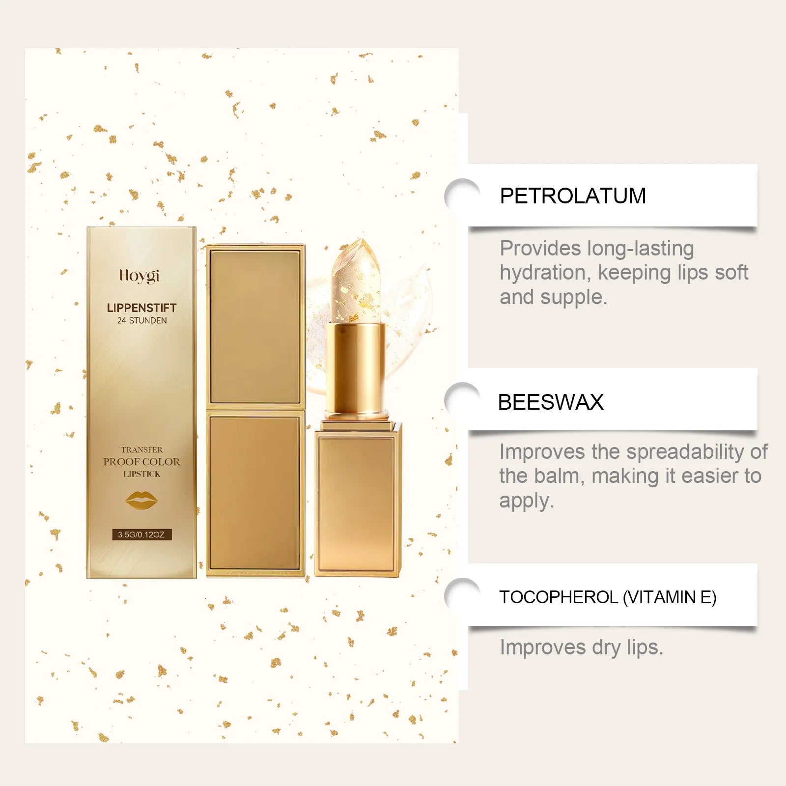 Gold Foil Color Changing Lip Balm Nourishing Transfer Proof Moisturizing Lipstick Temperature Sensitive Long Lasting Lip Care Qme