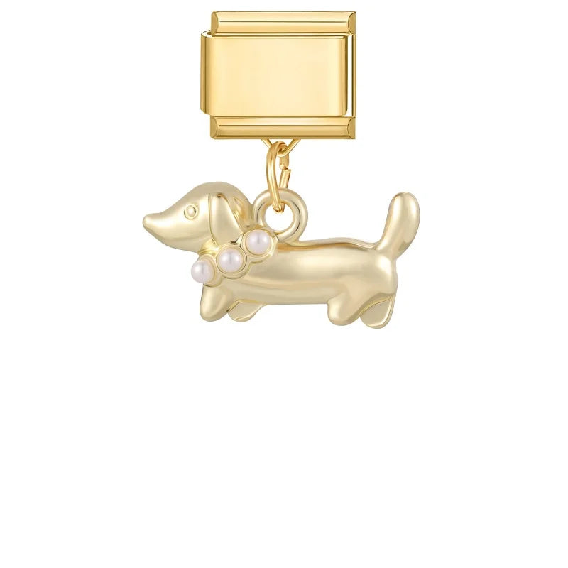 Charm Cute Cartoon Pearl Dogs Horse Pendant Italian Link Fit Bracelet