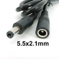 3pcs DC male to female power supply Extension connector Cable Plug Cord wire Adapter for led strip camera 5.5X2.1mm 2.5mm 12v Qme 5.5x 2.1mm 1.5M