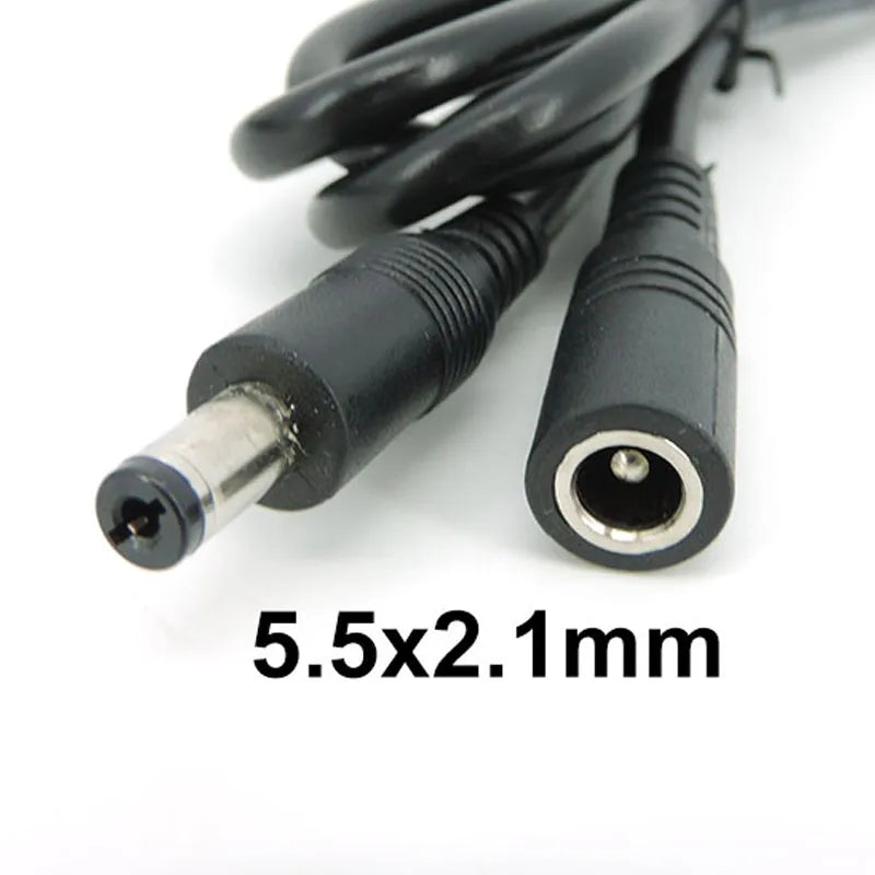 3pcs DC male to female power supply Extension connector Cable Plug Cord wire Adapter for led strip camera 5.5X2.1mm 2.5mm 12v Qme 5.5x 2.1mm 1.5M