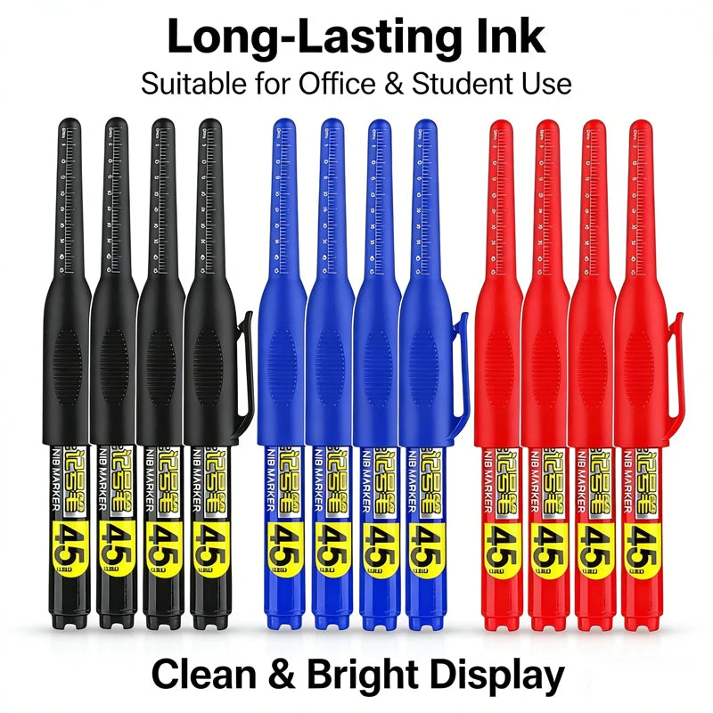 Black/Blue/white Ink 45mm Waterproof Deep Hole Marker Pens Long Nib Head Carpenter Pen for Multi-Purpose Woodworking Hand Tools Qme