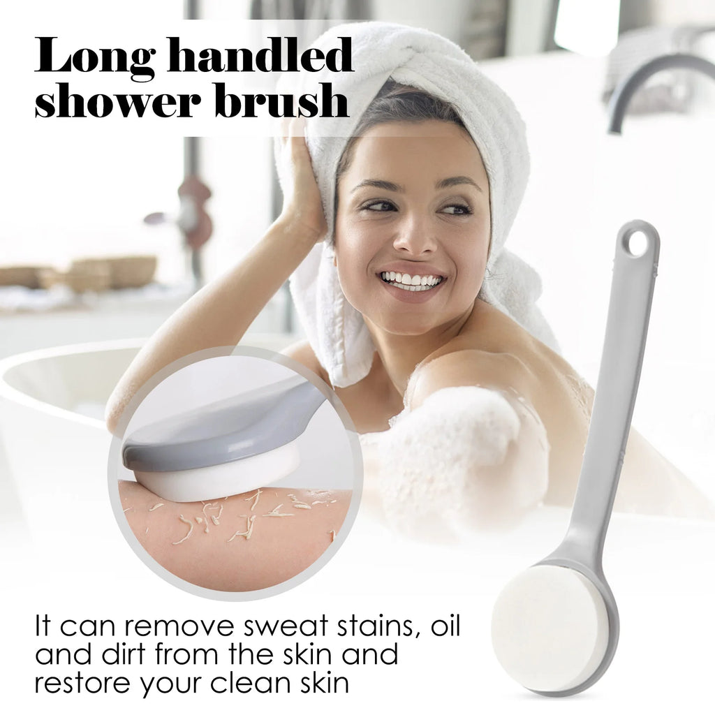 Self-applying Lotion Applicator with Long Handle for Back Legs Feet 2-in-1 Bath Soft Back Brush Gentle Exfoliating Body Brush Qme One size