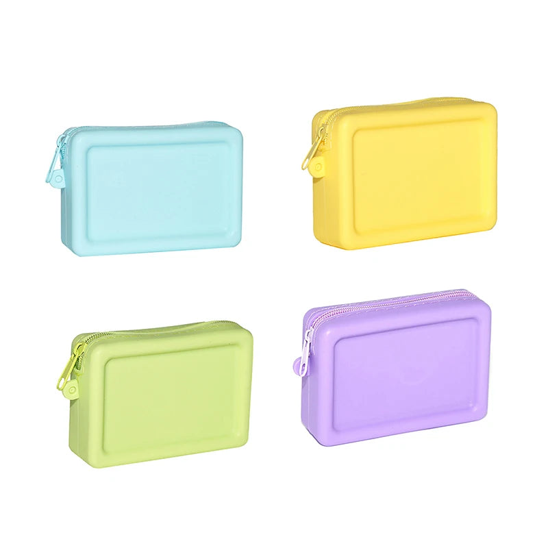 Silicone Organizer Cosmetic Bag Waterproof Smooth Zipper Earphone Holder Color Wallet Coin Purse Portable Pouch Qme