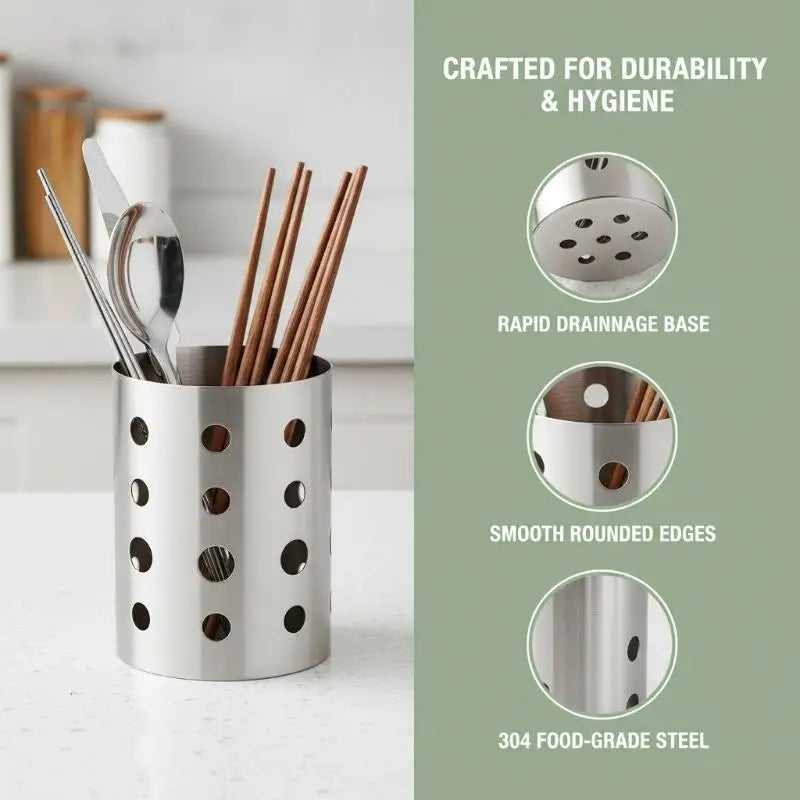 Stainless Steel Cutlery Holder Chopstick Storage Organizer Container Qme