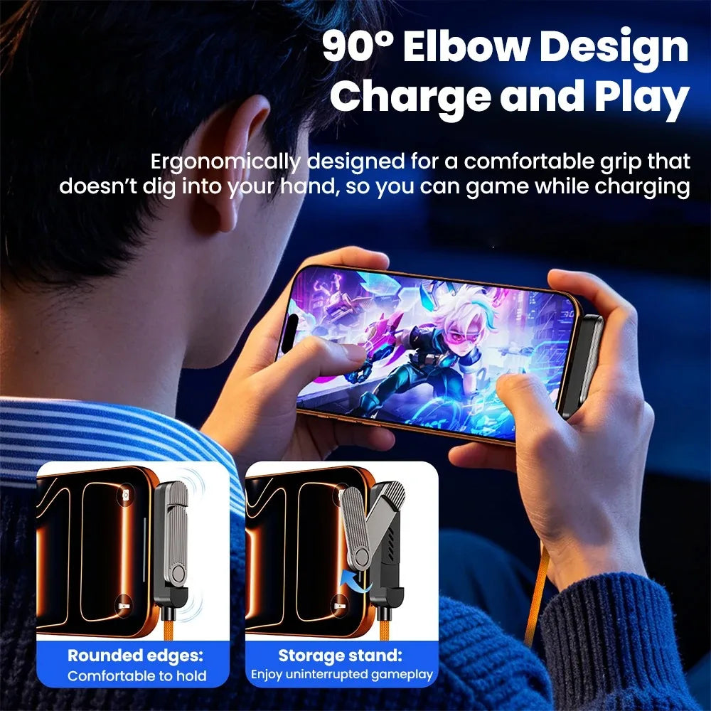65W USB Fast Charging Cable With Foldable Phone Holder 2-in-1 Type-C Quick Charge Data Wire USB C Charging Line For Mobile Phone Qme