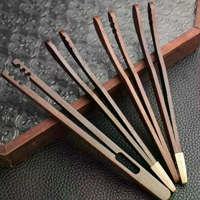 Teacup Clip Convenient Ebony Alloy Tea Tweezers Tweezer Bamboo Wooden Qme