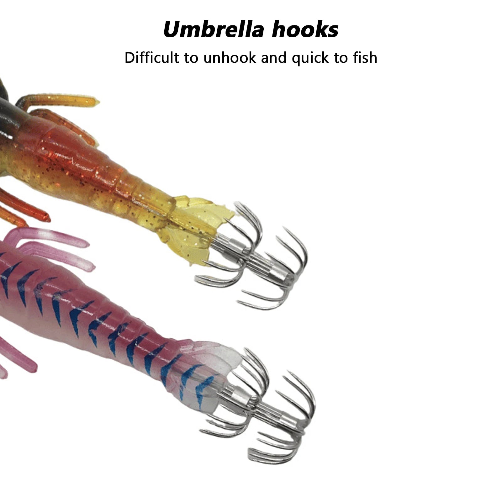 Soft Bait for Night Fishing Luminous Shrimp Squid Jig Hooks PVC Shrimp Squid Bait Cuttlefish Octopus Fishing Lures 5pcs/set Qme