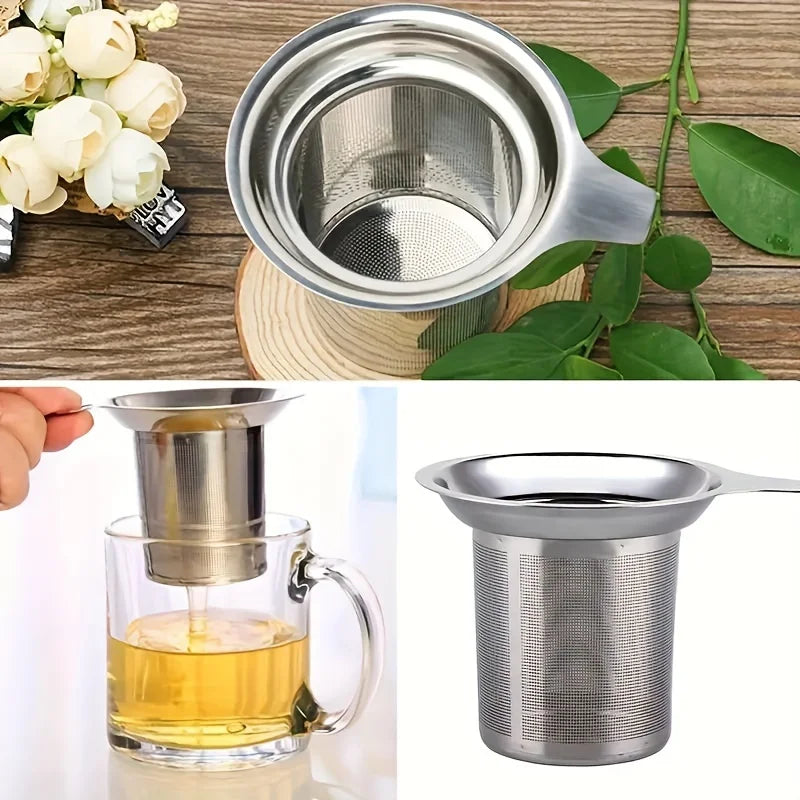 1pc High-quality Stainless Steel Tea Filter With A Single Mesh, Which Can Achieve Precise Brewing And No Leakage Pouring Qme