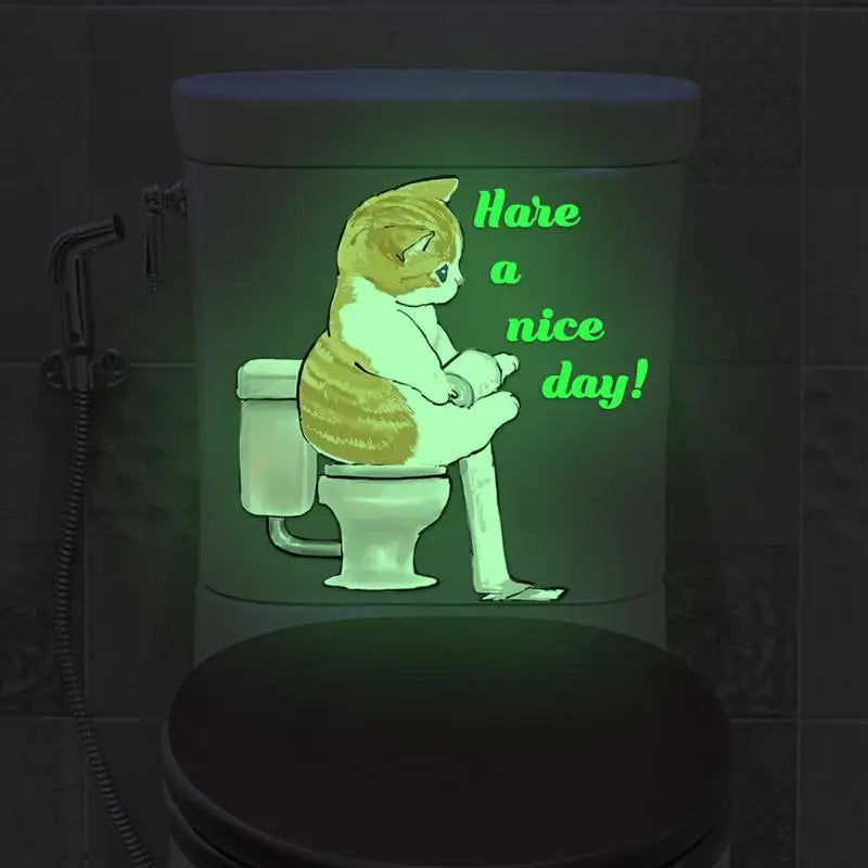 Bathroom Luminous Toilet Sticker Night Light Pink Chrysanthemum Toilet Seat Cover Sticker Self-Adhesive Beautify Home Decor Qme style 11