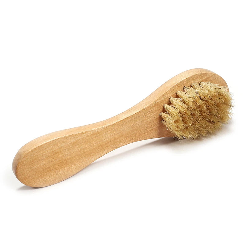Natural Bristle Face Brush Exfoliating Skin Care Tool Wooden Handle Qme