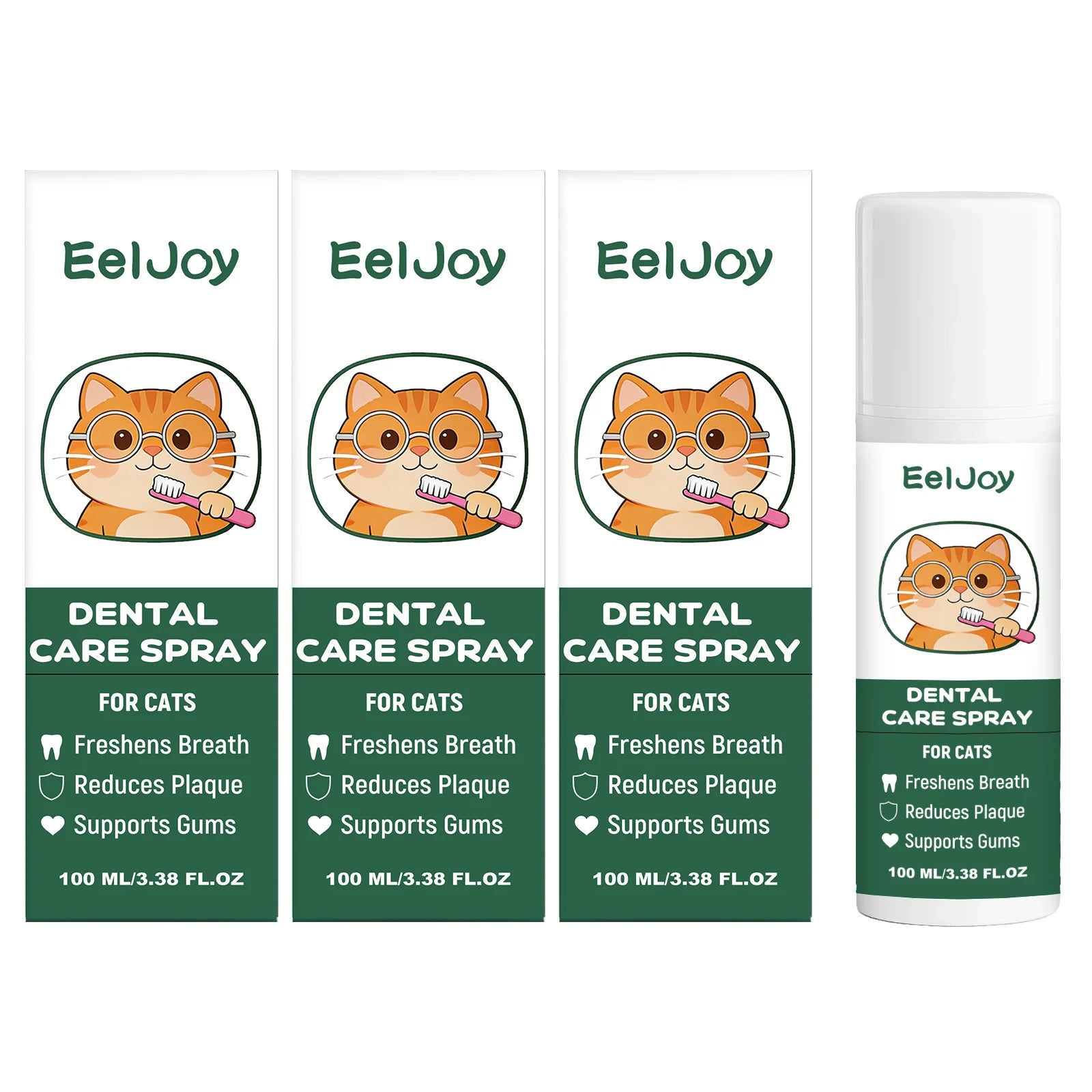 Cat Dental Care Spray Removing Dental Plaque Freshing Breath Reducing Bacterial Growth Support Gum Healthy Pet Oral Care Spray Qme 3 x 100ml Boxed